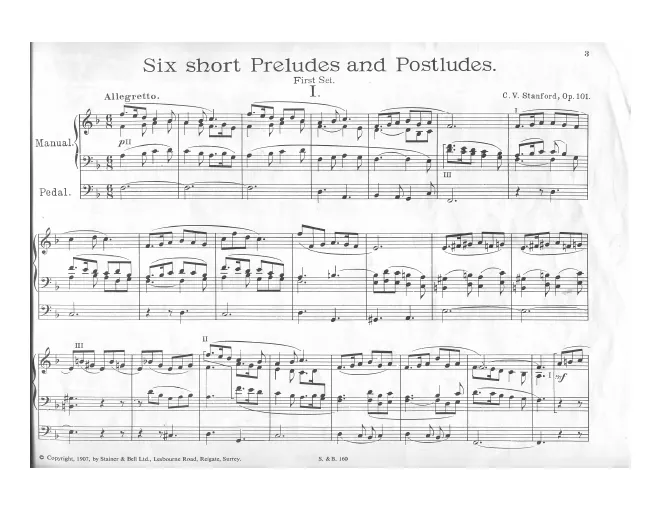 First page of Six Short Preludes and Postludes