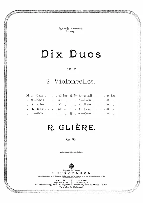 First page of 10 Duos for 2 Cellos