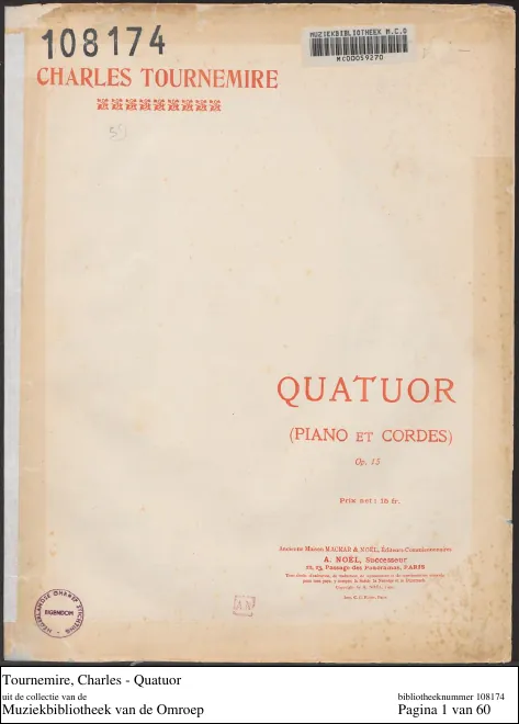 First page of Piano Quartet