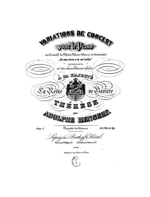 First page of Variations de concert sur le motif de l'opéra 'L'elisir d'amore'