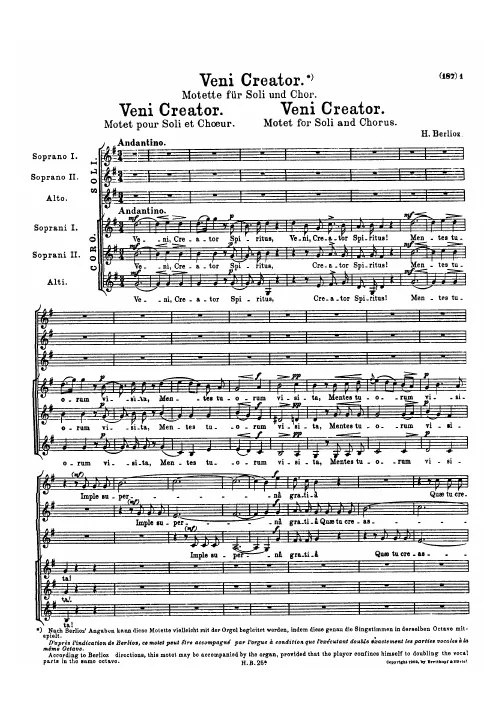 First page of Veni creator, motet