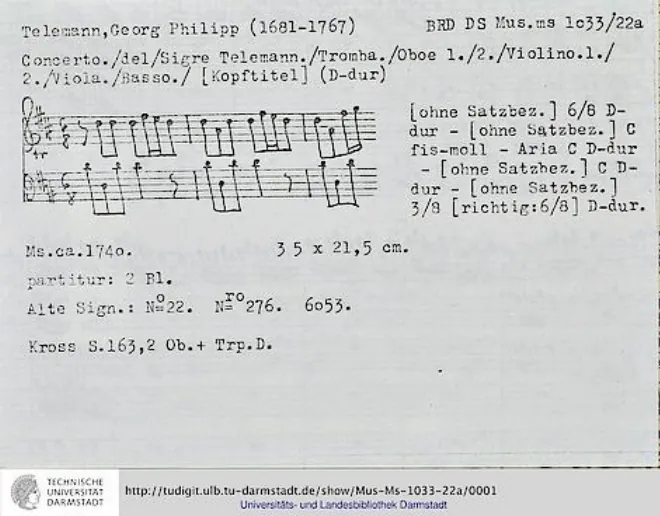 First page of Concerto for 2 Oboes and Trumpet in D major