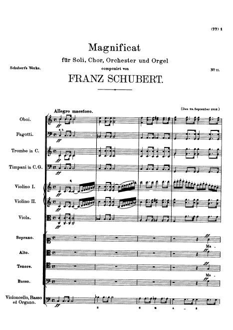First page of Magnificat in C major