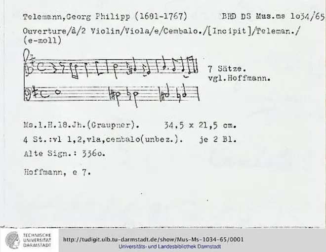 First page of Ouverture-Suite, TWV 55:e7