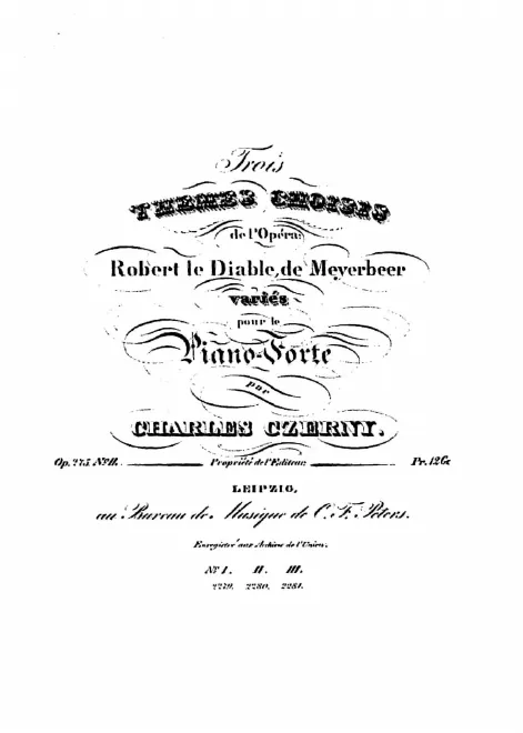 First page of 3 Thèmes choisis de 'Robert le diable'