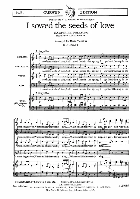 First page of 6 Choral Folksongs